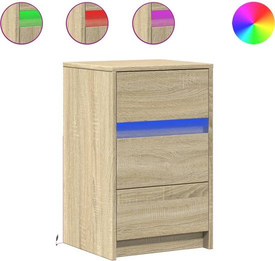 vidaXL Nachtkastje met LED-verlichting Bewerkt Hout Sonoma Eikenkleur