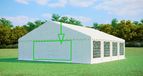 Tente de réception paroi latérale avec entrée étroite, largeur 8 m – PVC, hauteur 2 m, entrée zippée - Blanc