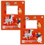 Ursus Formati Letterschrift B.1, kwart, 14 vellen, gelinieerd, voorgedrukte letters in blokletters en tekenveld, 2 stuks, van 100% gerecycled papier