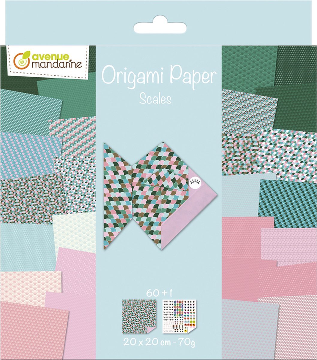 Avenue Mandarine Origami papier Scales, 60 vel 70g 20 x 20 cm - met motief