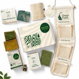 GREEN FADEL Aleppo Zeep Geschenkset Green - Laurierolie & Olijfolie - Shampoo Bar, Luxury Zeep & Accessoires - Handgemaakt - Plasticvrij verpakt