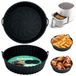Alyvisun Air Fryer Silicone Pot, 2 Stuks Airfryer Pan Liners Herbruikbare Heteluchtfriteuse Mand Rond Tray Rack Accessoires Basket voor Air Fryers, Magnetron, Oven (Zwart)