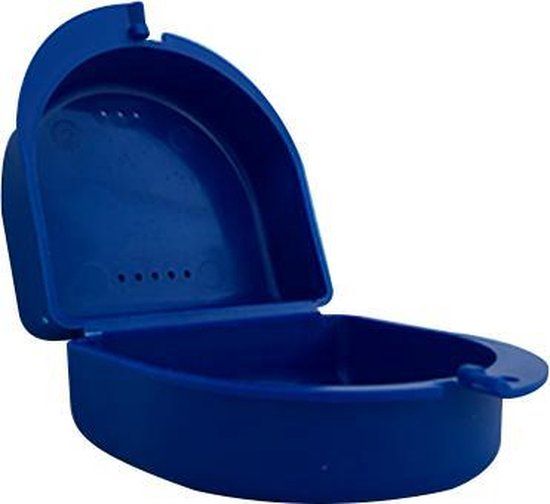 Fiable Gebitsbakje - Beugelbakje voor Protheses, Beugels, Bitjes - Donkerblauw - Medium