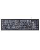 Perixx Periboard-317 ES Standaard toetsenbord met achtergrondverlichting, grote letters bedrukt, met kabel, Spaans QWERTY met Ñ, zwart