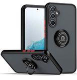 Tumundosmartphone Matte beschermhoes met zwarte rand en 360 draaibare ring voor Samsung Galaxy A54 5G