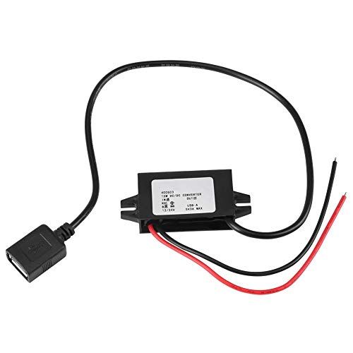 Haofy DC-DC buck-adapter 12 V / 24 V naar USB 5 V 3A converter, 24 V naar 12 V DC buck converter - DC 12 V tot 5 V 3 A spanningsomvormer met USB voor auto voertuig motorfiets motor oplader audio radio