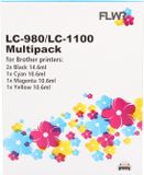 FLWR - Brother LC-980 / LC-1100 Multipack XL Zwart en Kleur Inktcartridges