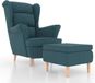 vidaXL Fauteuil met voetenbank fluweel blauw