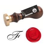 Jacques Herbin 40106T - Een rond zegel met gelakt houten handvat, letter F in Engelse schrijfletters