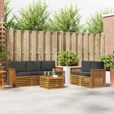 vidaXL - Bank loungeset - 5 zitplaatsen - Natuurlijk en antraciet - Acacia hout