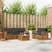 vidaXL - Salon d'angle - 5 places assises - Naturel et anthracite - Acacia bois