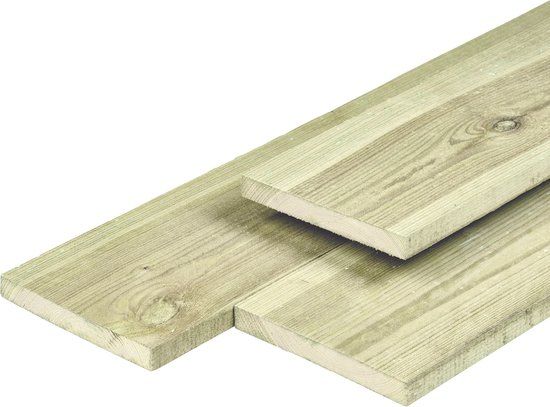 Merkloos Tuindeco Midden-Europees grenen tuinplank gedroogd, groen geimpregneerd, geschaafd 4rh 1,6 x 14,0 x 500 cm