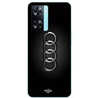Maniacase Hoesje Oppo A57s 4G Audi auto logo voorkant zwart