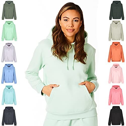Light And Shade Women's Super Soft Touch Pastel Bright Loungewear Hoodie Sweatshirt Top - Mistige Jade - L