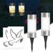 Set de 2 lampes solaires avec piquet de terre, répulsifs pour pigeons, protection IP65, LED