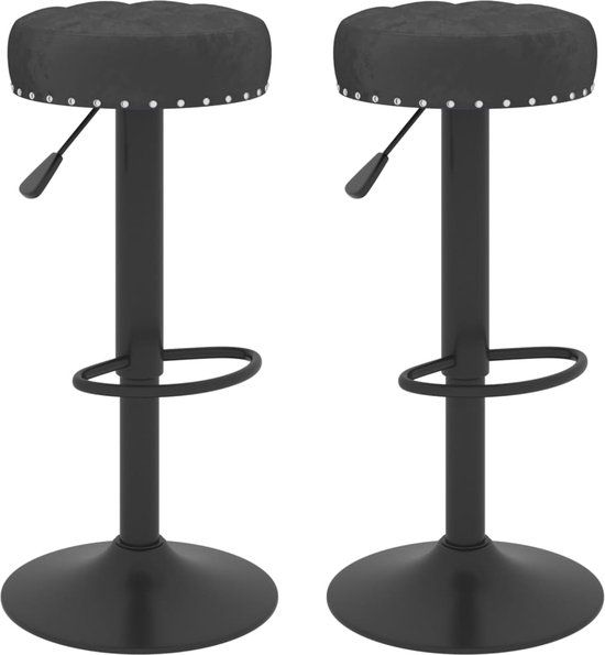 vidaXL Barkrukken 2 st fluweel zwart