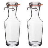 Bormioli Rocco Luigi Bormioli glazen water karaff van 1 Liter - 4x - Sapkan/waterkan/schenkkan - Weckflessen/Weckfles