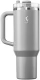 Thermosbeker Lurch Big Cup - Isoleerbeker - Met handgreep - Geïntegreerd rietje - RVS - Grijs - 1.2L