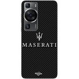 Maniacase Beschermhoes Huawei P60 MASERTATI BLANC FOND CARBONNE