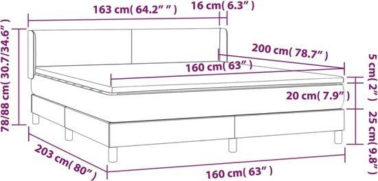 vidaXL Boxspring Bed - 160x200 cm - Lichtgrijs - Stof - Met Matras