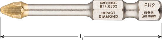 Rotec IMPACT schroefbit, diamond, PH3x50 (Phillips) (2st.)