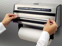 Unbranded Drieweg-dispenser voor aluminiumfolie en keukenpapier, roestvrij staal, zilver/zwart