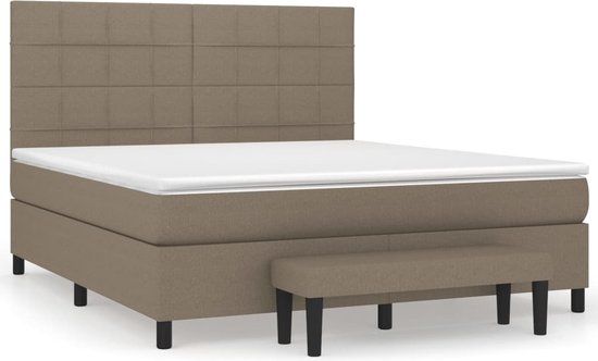 vidaXL Boxspring met matras stof taupe 160x200 cm