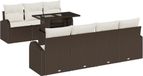 vidaXL Banc de jardin - Set - avec - coussin - 8 - pcs - Marron - Poly - rotin