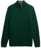 Superdry - Biologisch Katoenen Klassieke Kabel Halve Rits Trui - Heren - Forest Green - Maat M