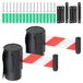 Ruban de délimitation rétractable, 2 pièces, 5 mètres, acier inoxydable, noir/rouge/blanc