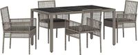 Table de jardin 5 pièces gris polyrattan
