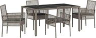 Table de jardin 5 pièces gris polyrattan
