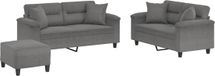 vidaXL Ensemble de salon 3 pièces avec coussins microfibre gris foncé