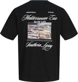 JACK&JONES JORCASSIS PHOTO BACK TEE SS CN JNR Jongens T-shirt Zwart Katoen Maat 164