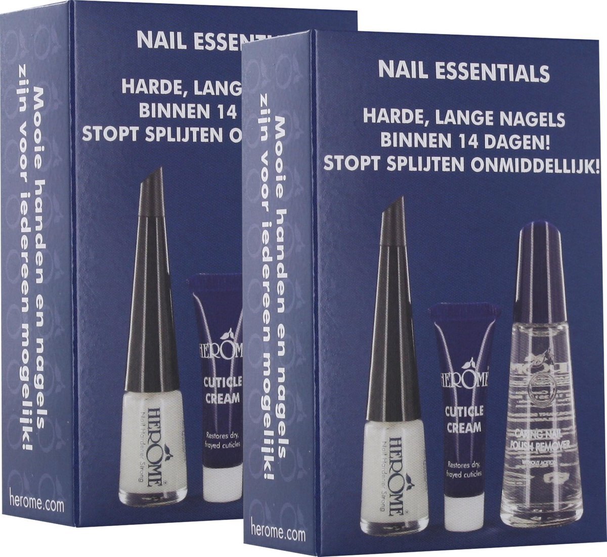 Herome Nail Essentials (Blauw) - 2 Stuks Voordeelverpakking - Herstel Splijtende Zwakke Nagels - Complete Set met Nagelverharder, Nagellakremover en Nagelriemcrème