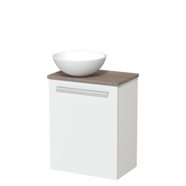 Maxaro Modulo Toiletmeubel 41cm - Mat Wit - Eiken Blad