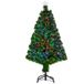 Sapin de Noël artificiel lumineux 120h cm fibre optique LED multicolore + support pied 130 branches étoile sommet brillante vert