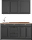 Vicco Eenpersoonskeuken Fame-Line, Anthrazit-Gold Landhaus/Antraciet, 150 cm, WB Eik