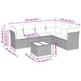 vidaXL 7-delige Loungeset met Kussens, Poly Rattan, Beige