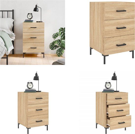 vidaXL Nachtkastje 40x40x66 cm bewerkt hout sonoma eikenkleurig