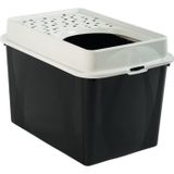 Syfax TOP 50L Kattenbak, gesloten kattenbak, zwart (gerecycled PP), 57,2 x 39,3 x 40,4 cm
