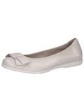 CAPRICE Dames ballerina's van leer met strik, crèmekleuren (parelmoer dee), 39 EU