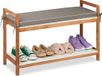 Merkloos Relaxdays schoenenbank met kussen - 55 x 90 x 34 cm - Hout/Stof - Lichtbruin/Wit/Grijs
