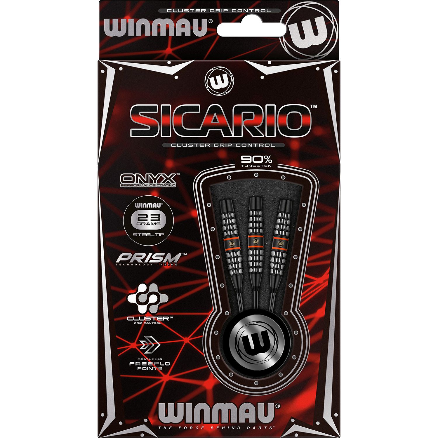 WINMAU Winmau Sicario steeltip darts 23gr - Zwart/Rood