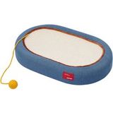 zeze Griffoir en denim et jute pour chat - Zone de griffage incurvée avec balles - 58 x 38 x 9 cm