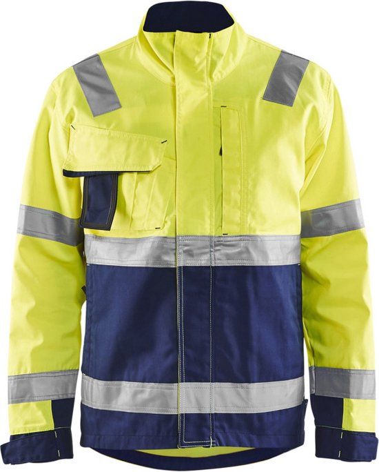 Blåkläder 4064-1811 Jack Ongevoerd High Vis klasse 3 Geel/Marineblauw maat XXXL