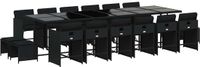 vidaXL 17-delige Tuinset met Kussens, Zwart, Polyrattan