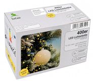 TerCasa 998605 LED-lichtketting met 400 LED-lampen, warm wit, met transformator en 8 uur timerfunctie, voor binnen en buiten, groene kabel lengte 47,90 m, toevoer 8 m, led afstand 10 cm, GS getest