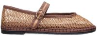 FLABELUS V-hals Net Ballerina's Dames Bruin Leer Textiel Rubber Gesp 37