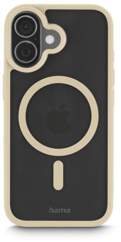 Hama MagSafe Telefoonhoes voor iPhone 17 en MagSafe (magnetisch hoesje voor inductief opladen, randbescherming, camerabescherming, antislip oppervlak, beschermde zijtoetsen), doorzichtig/beige